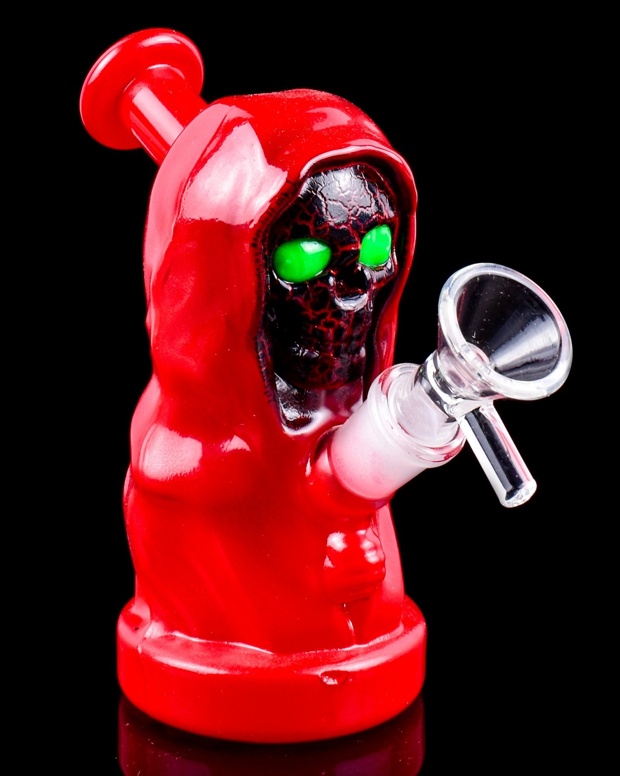 GRIM RIPPER Bong Mini BONG Glass Water Pipe COOL Hookah Skull Bongs Red *USA*