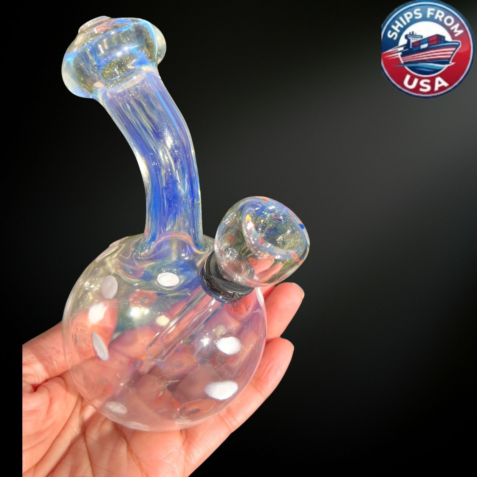 Cosmic Bubbler » — Iridescent Fumed Glass Water Pipe w/ Detachable Bowl bong
