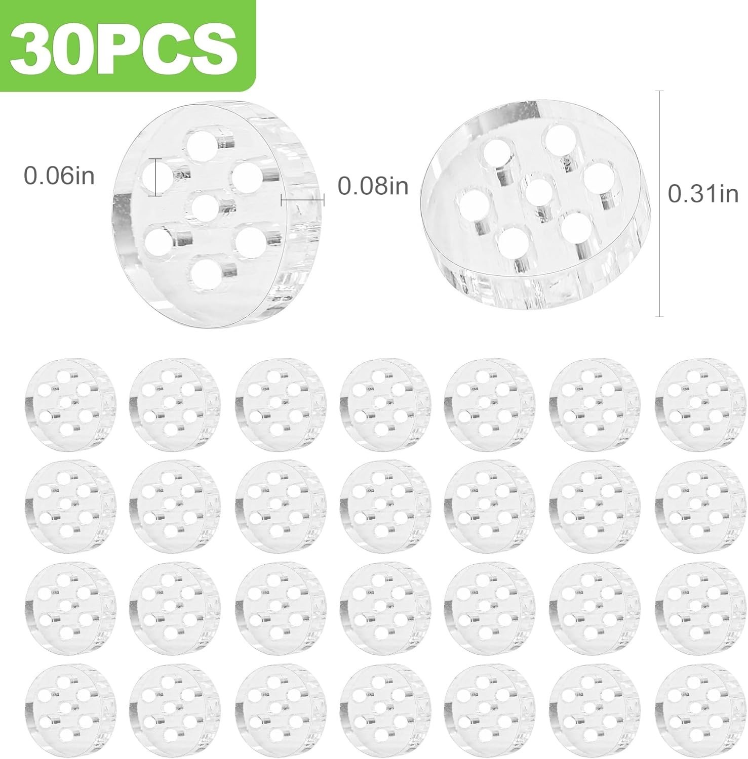 30-Pack 8Mm High-Borosilicate Glass Screens with 7 Honeycomb Holes for Pipes and