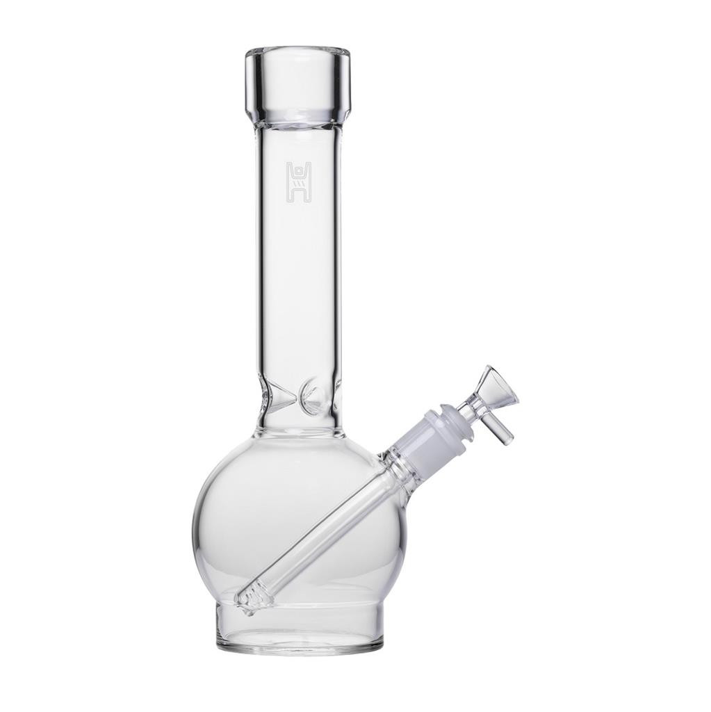 Human Grade 12&Prime; Ball Water Pipe CLEAR W GREEN ACCENTS Thick Borosilicate Glass