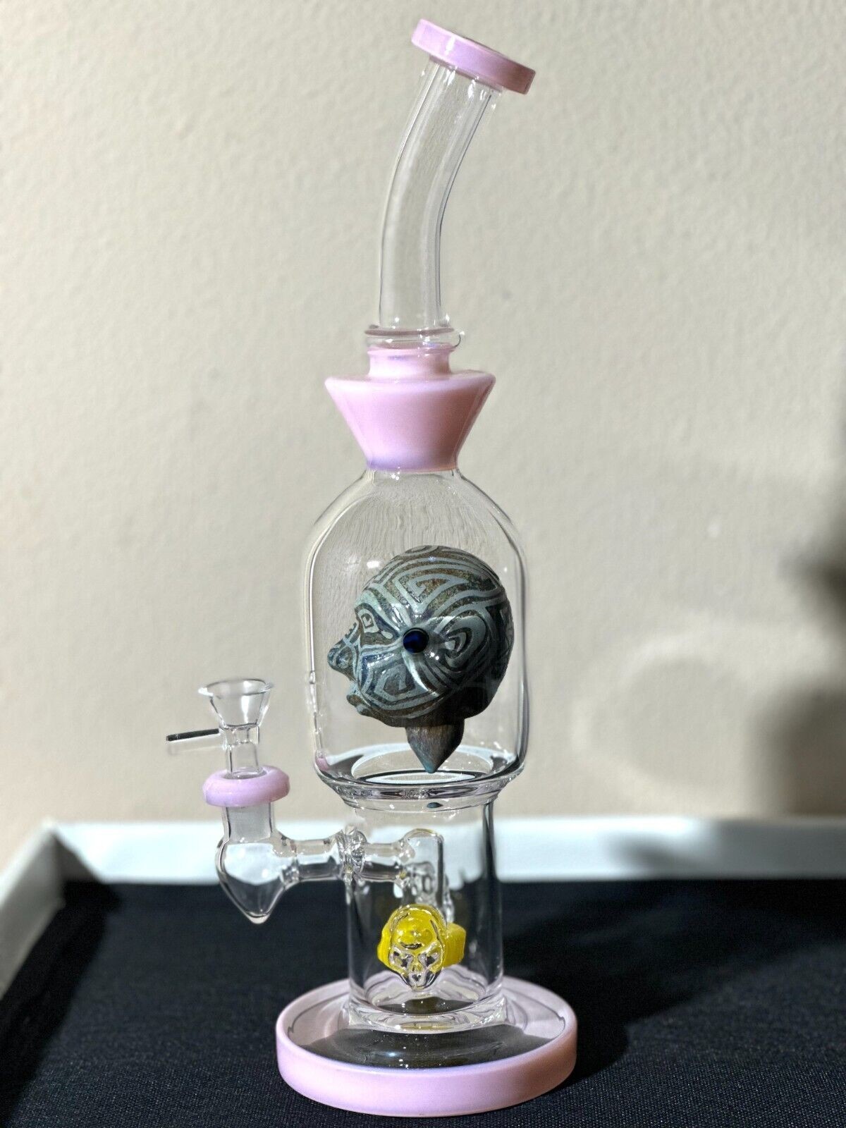 18in Heavy Thick Glass Bong Water Pipe Hookah Bongs with Skull catcher White