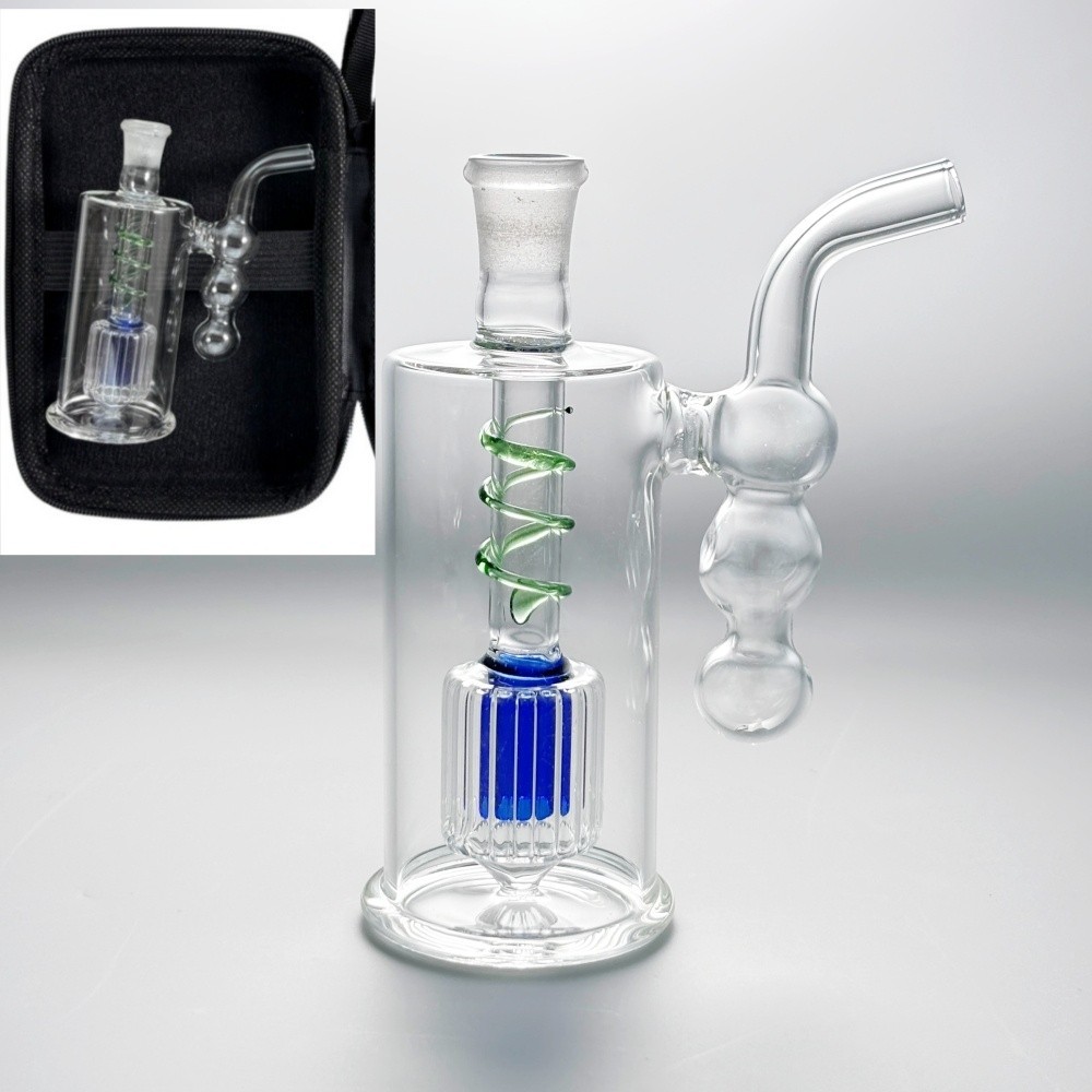 MINI 4&Prime; Glass Bong Smoke Water Pipe Bubbler Portable Hookah W/Tool Box Full set