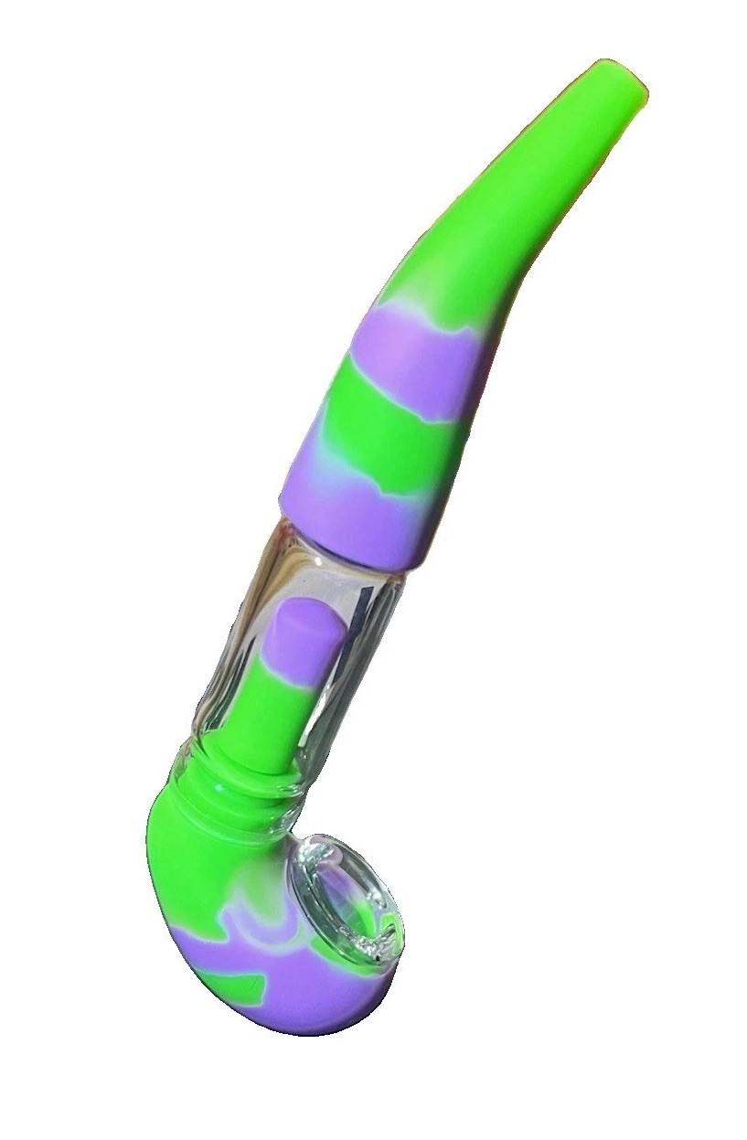 Silicone Glass Sherlock Bubbler Water Pipe Smoking Tobacco Hand Bong Hookah