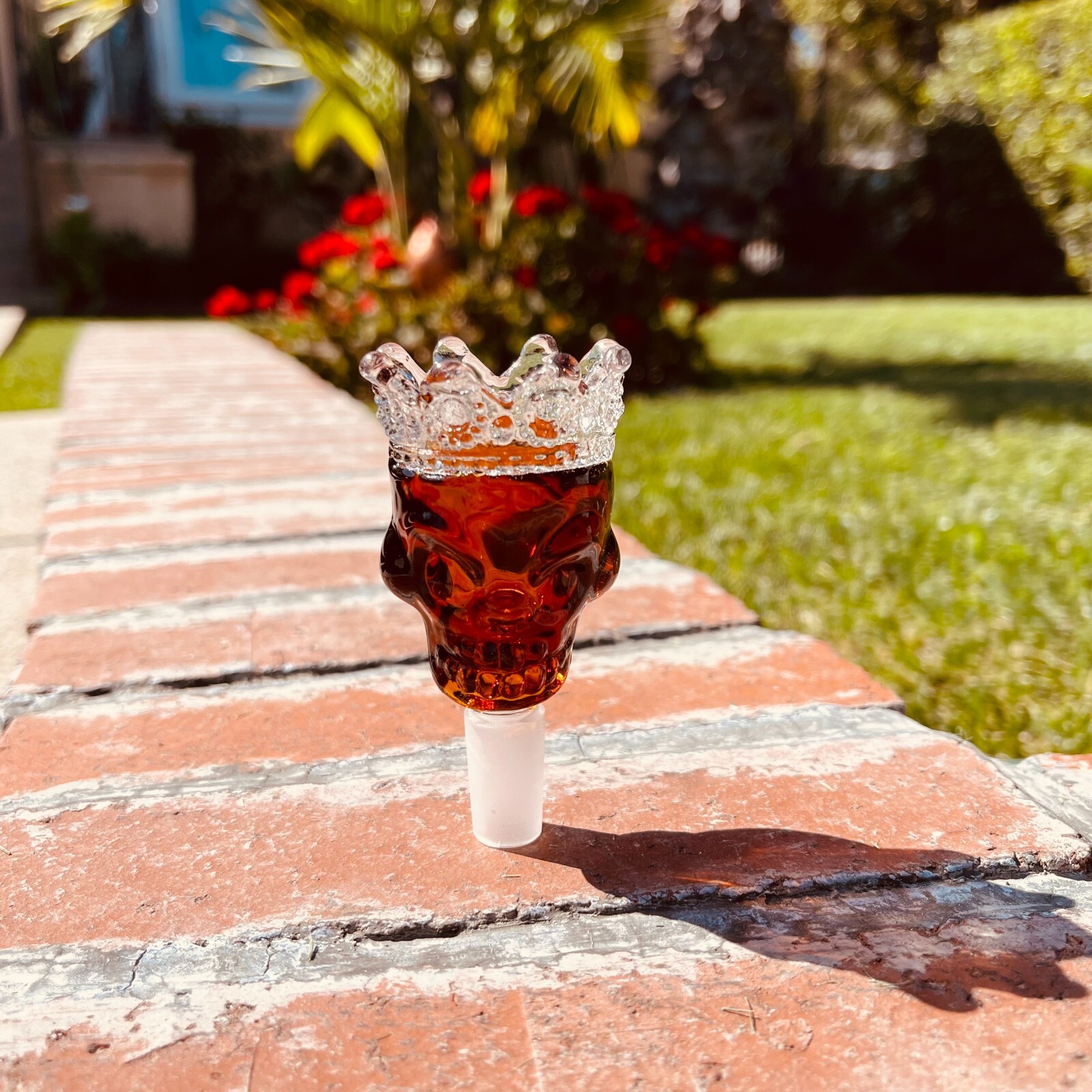 Premium 14mm Thick Glass Red Ghost King in Crown Bowl Head for Water Bong