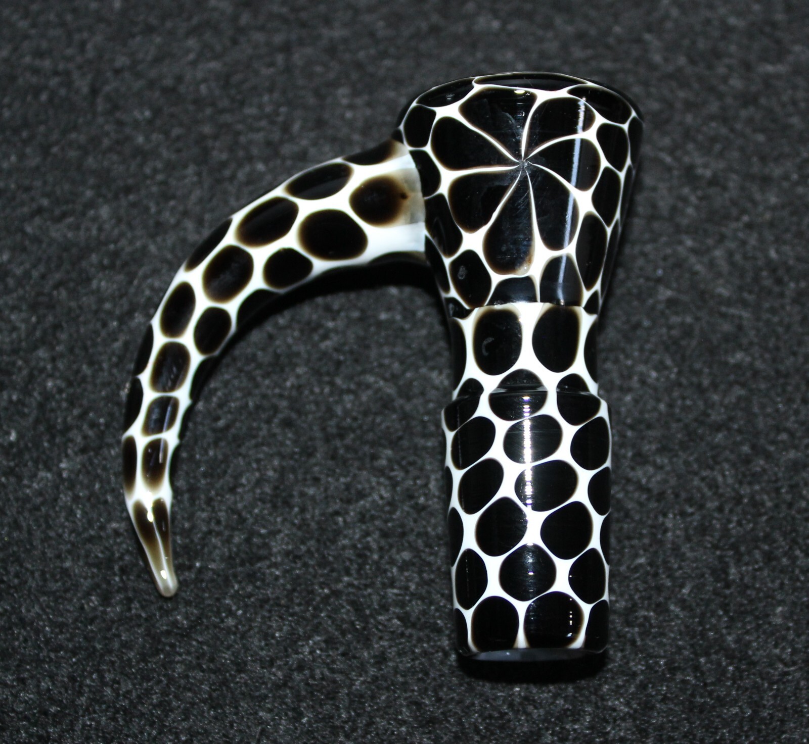18mm SPOTTED BLACK HORN Glass Tobacco Glass Slide Bowl w/ built-in screen 18 mm