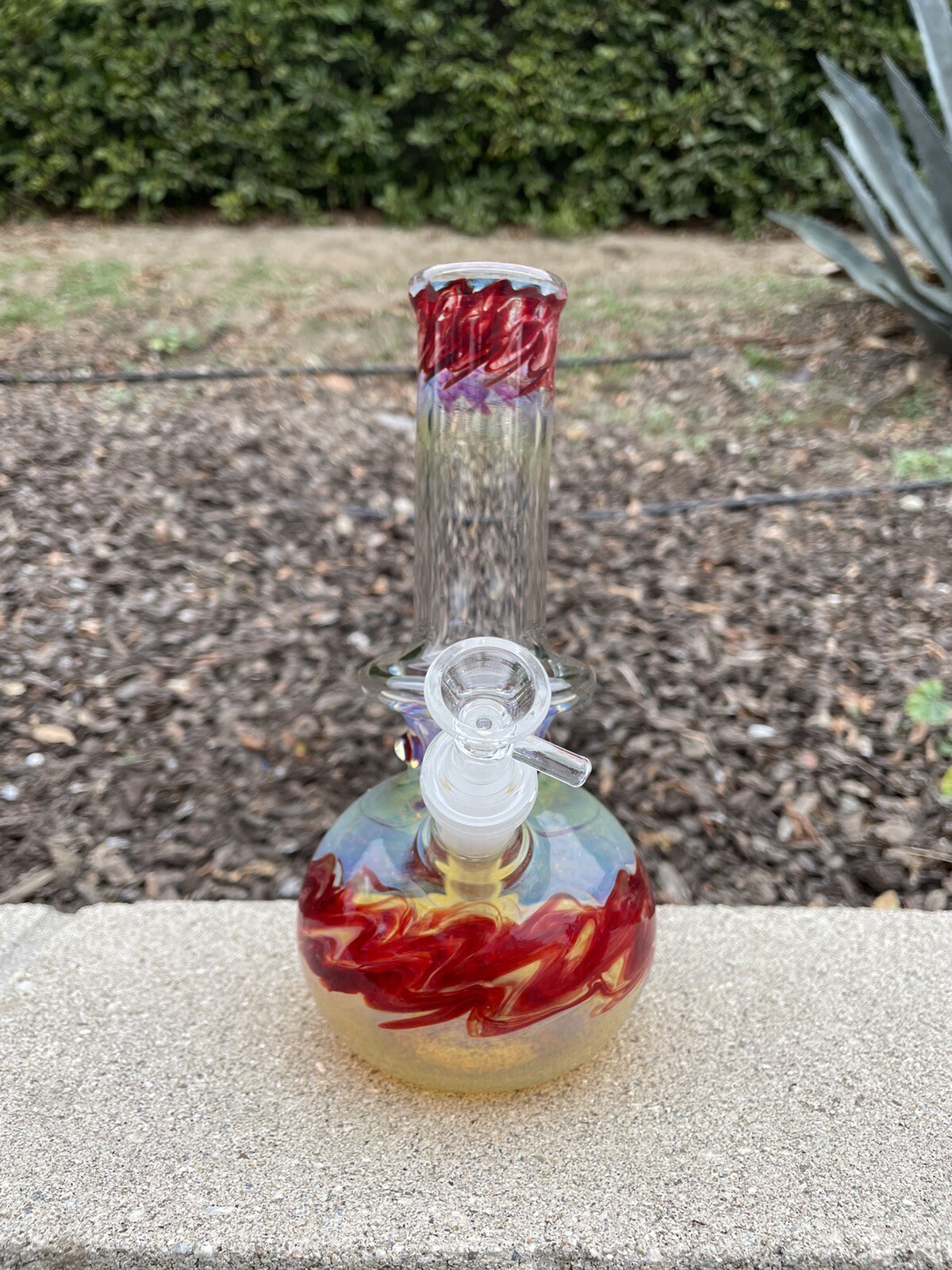 Hookah Water Pipe Heavy Glass 9”inch Base and ball Fumed Bong Red Color