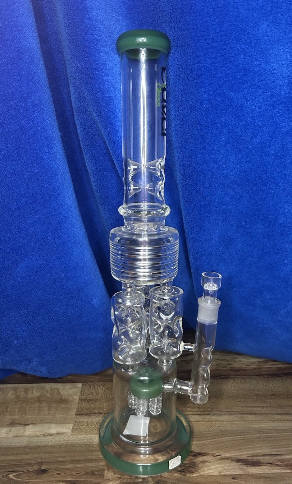 Clover 20 Inch Glass Water Pipe Hookah – Triple Percolater-Jade Green NEW