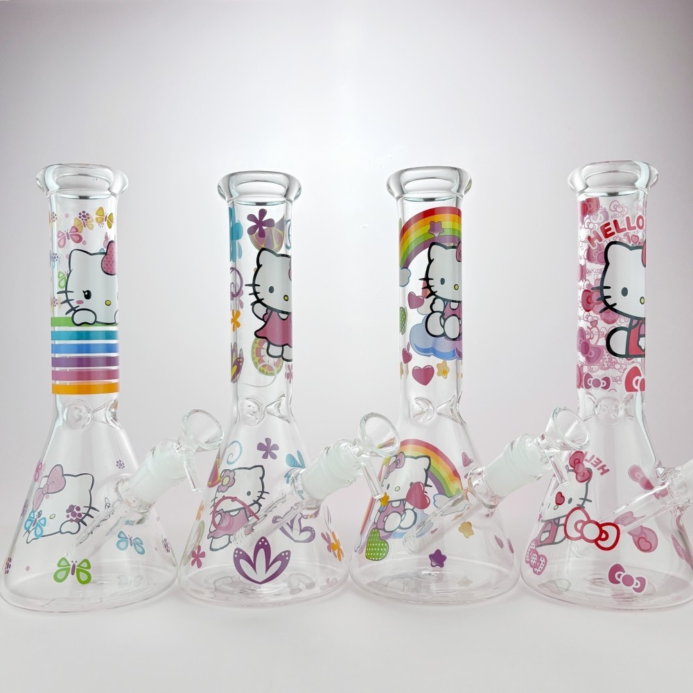 Kawaii 10 » Kitty Rainbow Sticker Glass Bong Beaker Water Pipe Smoking Hookah
