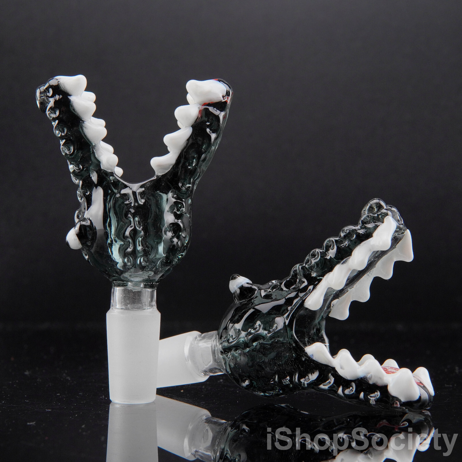 3.5&Prime; Crocodile Glass Slide Bowl 14mm Water Pipe Hookah Head Piece Thick Bowl BK