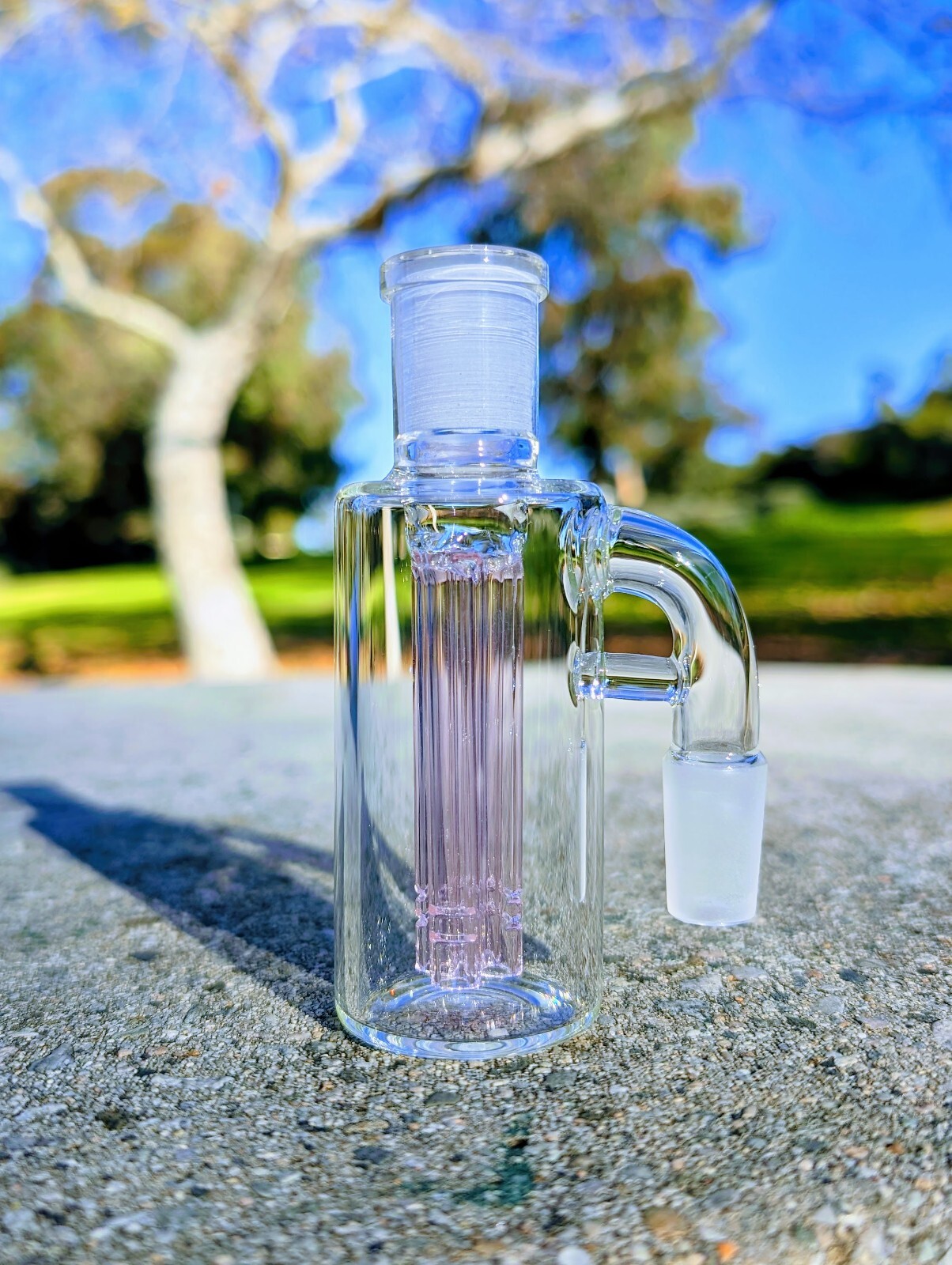 Premium Thick 14mm 90° Pink Quad Tree Perc Ash Catcher Tobacco Water Pipe Bong
