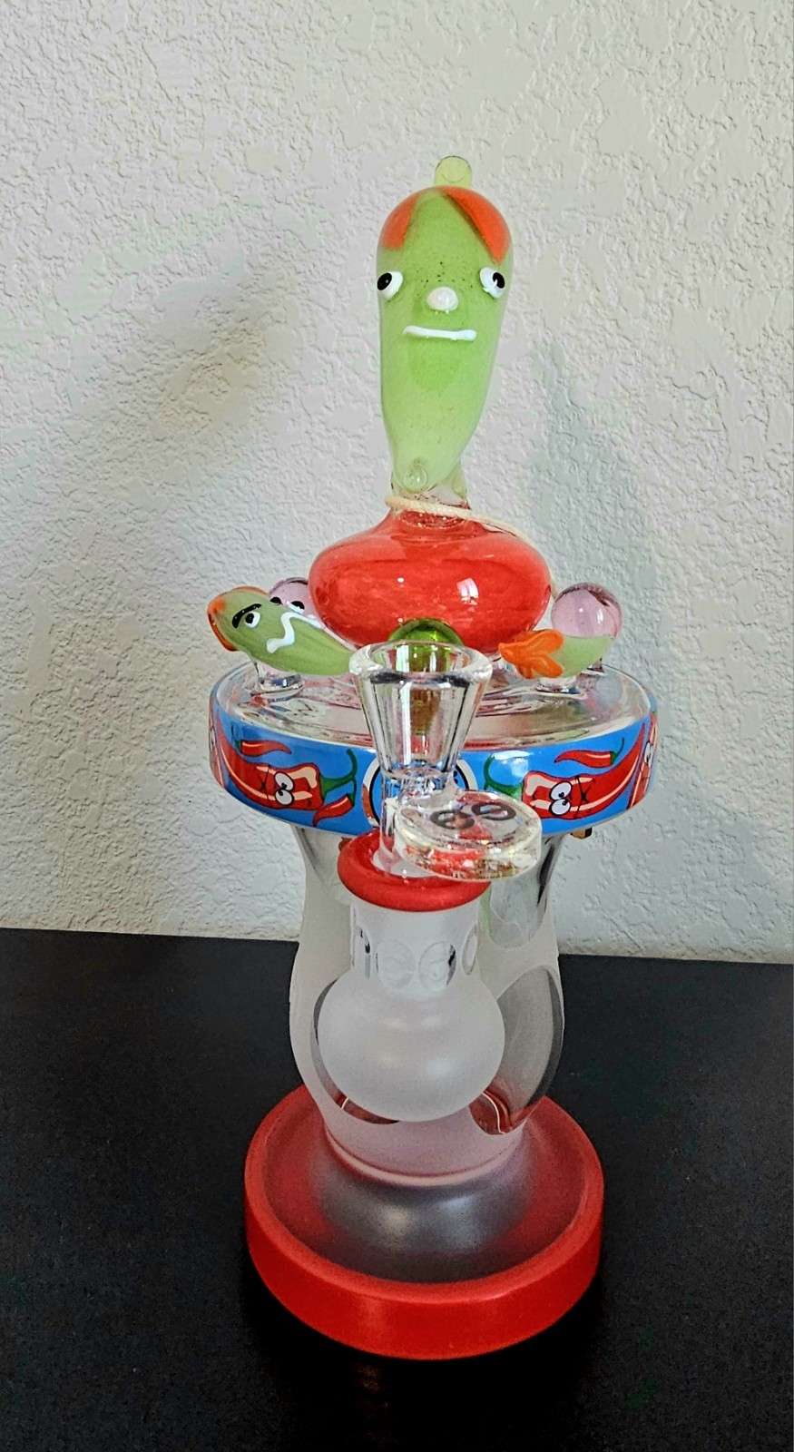 CHEECH GLASS &lsquo;GREEN CHILI PEPPER&rsquo; PIPE 10&Prime; WATER PIPE/ BONG/ RIG