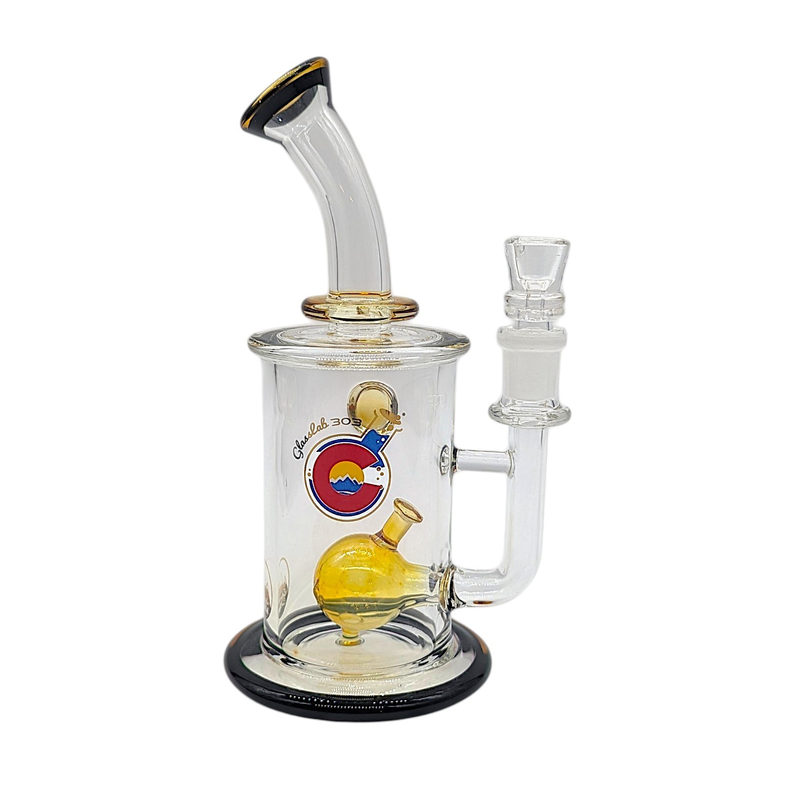 GlassLab303 Waterpipe Handmade Bong Glass Piece 7.5” Silver Fumed Sculpted