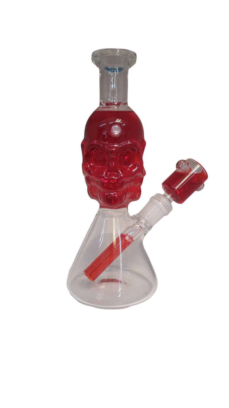 GSB Collectable Cryo 8in Glass Skull Water Pipe Red
