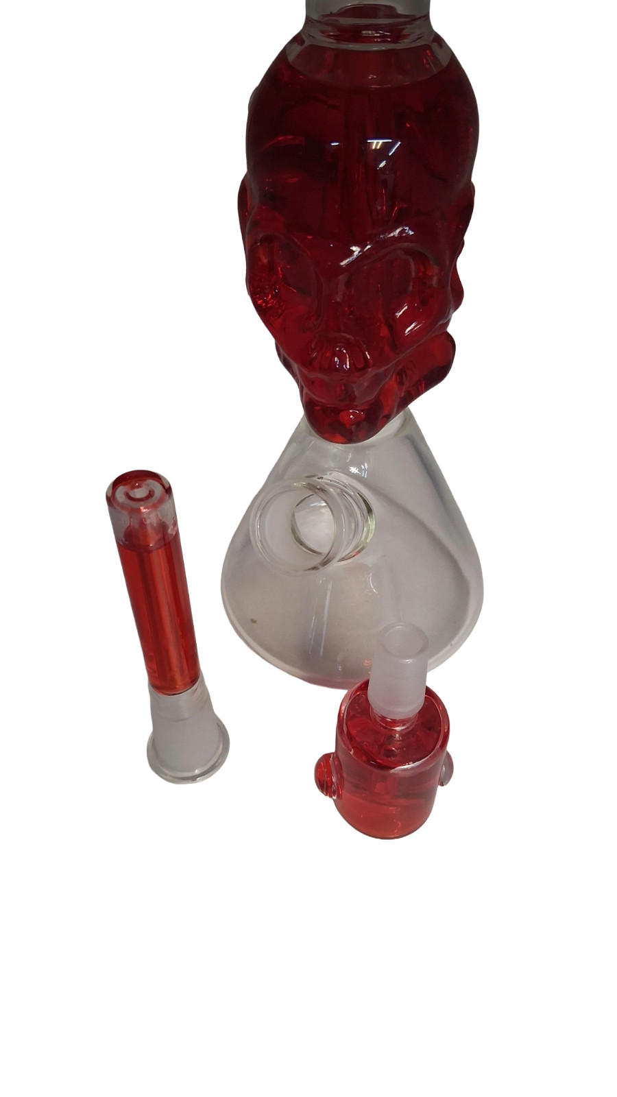 GSB Collectable Cryo 8in Glass Skull Water Pipe Red