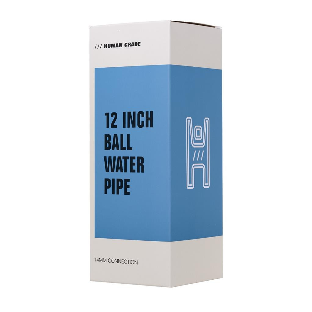 Human Grade 12&Prime; Ball Water Pipe SMOKE GREY W MATRIX GREEN Thick Boro Glass