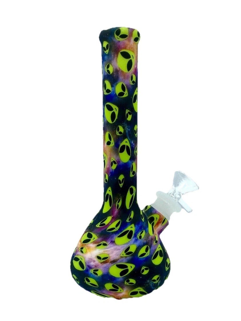 Silicone Water Pipe – 8&Prime; Portable Alien Design with Glass Bowl –Tobacco Use Only