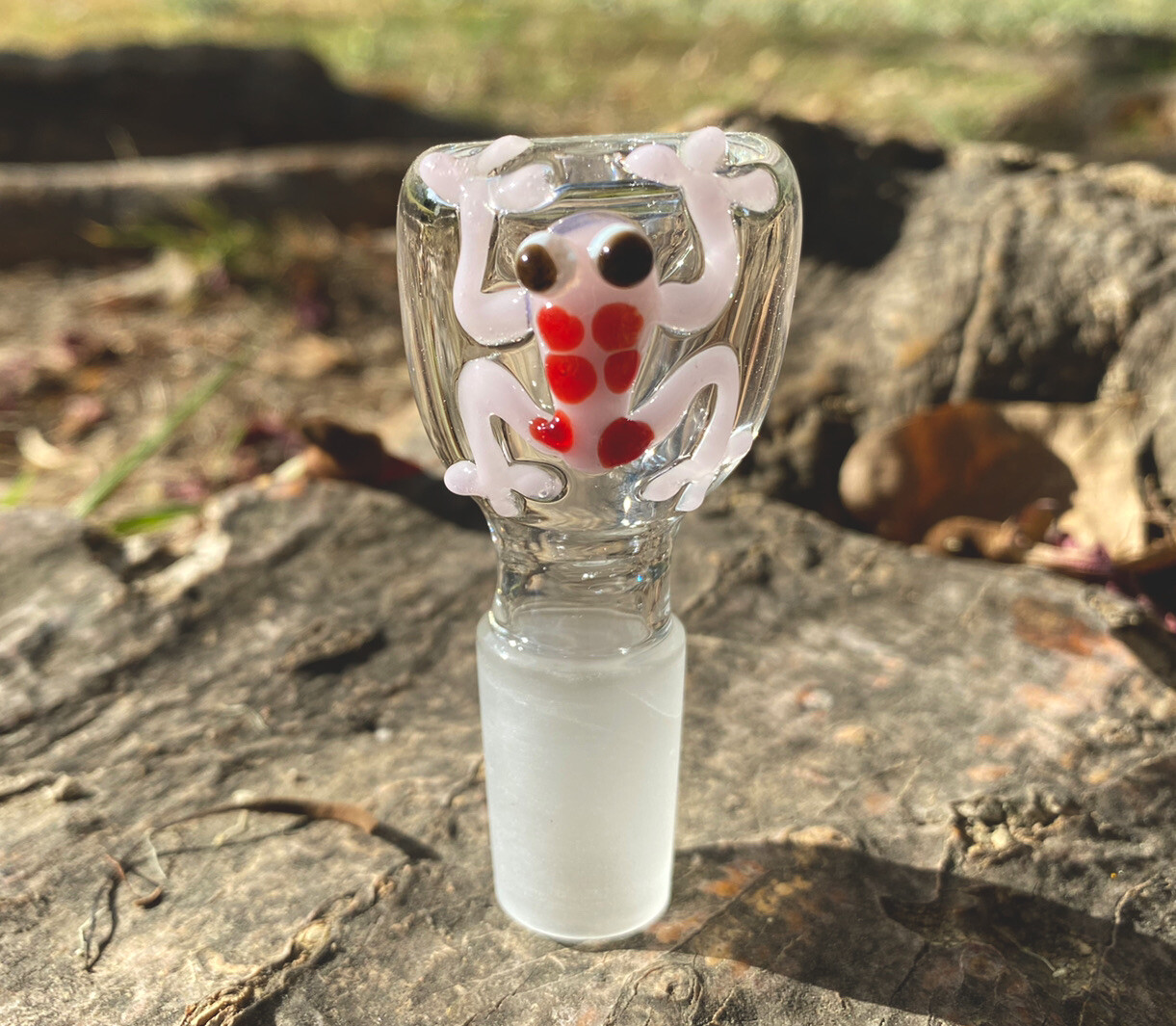 18mm Pink Frog Clear Glass Bowl Male Joint