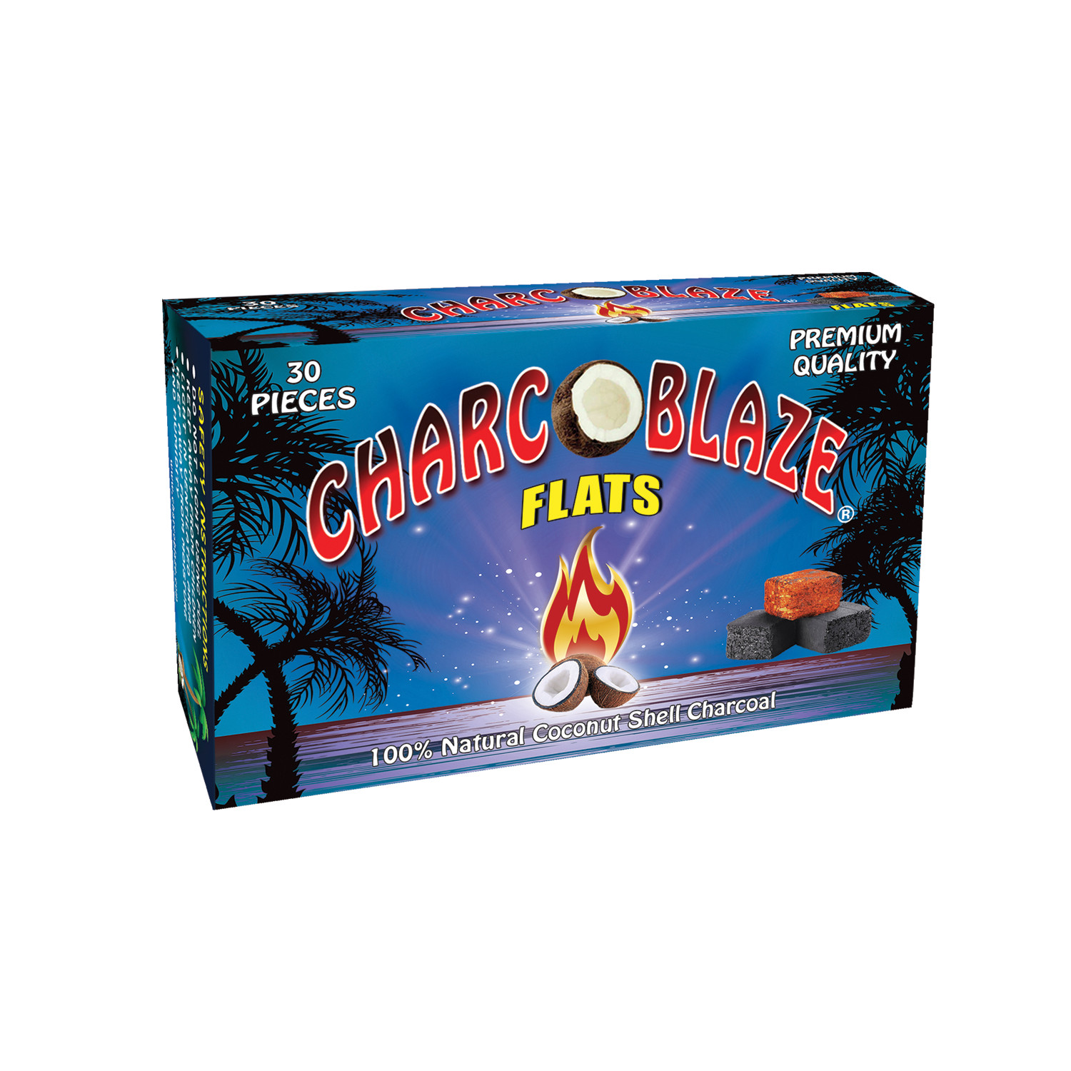 Charcoblaze Flat Hookah Charcoal 30 CT Charco Blaze Flats Coconut Charcoal Coals