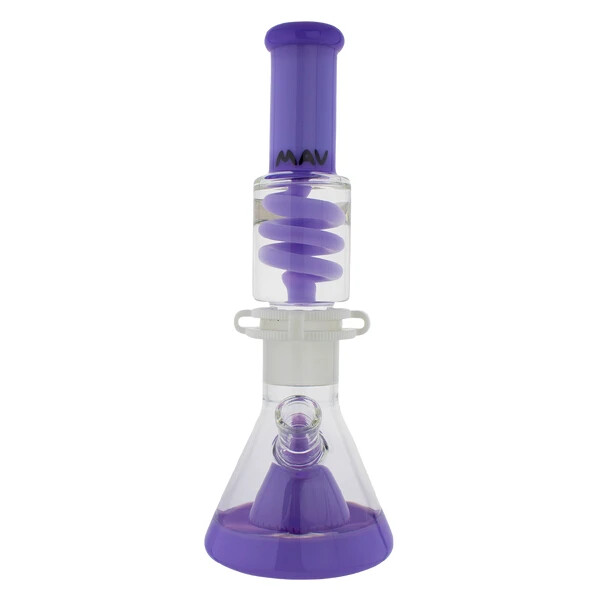 14&Prime; Freezable Glycerin Pyramid Beaker Water Pipe – Purple Color – By MAV Glass!