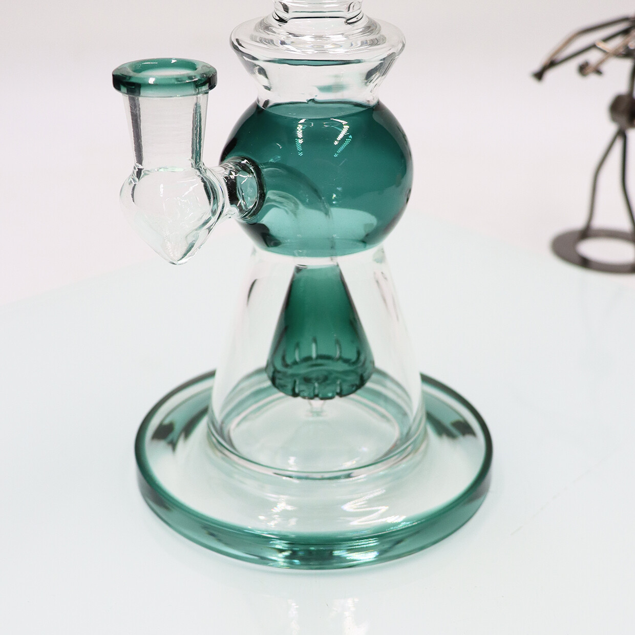 Dark Green 10Inch Glass Waterpipe Perc Bong Pipe Tobacco Smoking Pipes 14MM Bowl