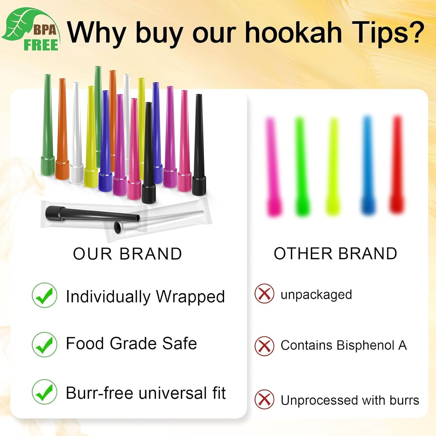 Individually Wrapped Multi-Colored Hookah Tips – Sanitary & Comfortable—50 PCS