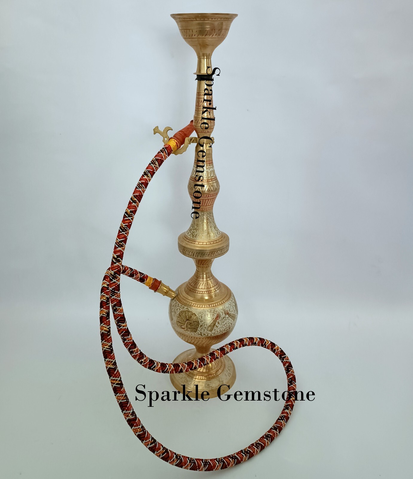 22&Prime; Pure Brass Shisha Antique Hand Carved Smocking Hookah, Water Pipe Narghile