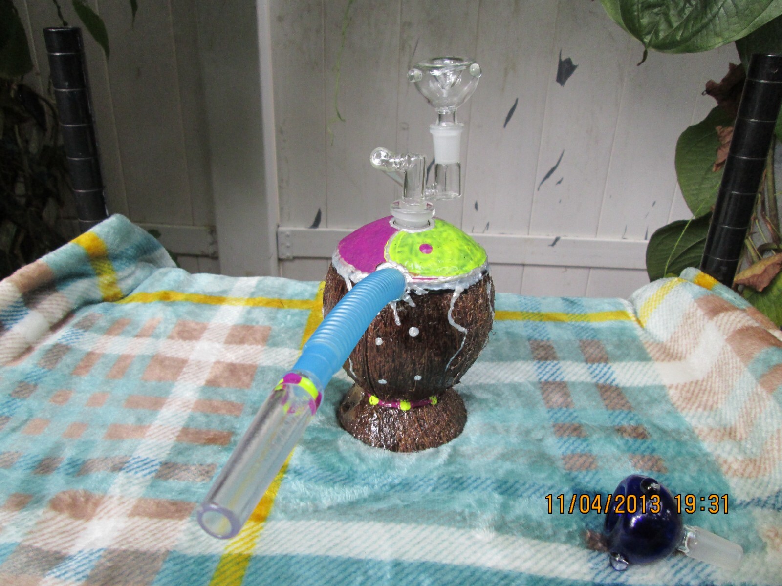 Ying yang coconut bubbler water pipe