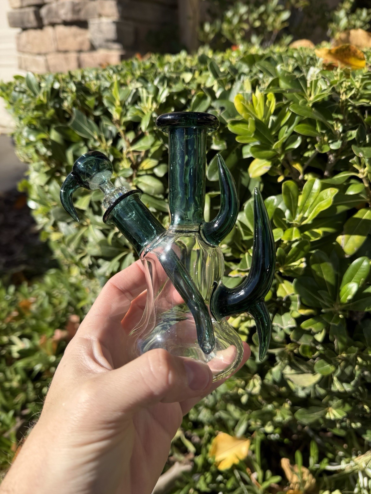 2K Glassworks Heady USA Made Water Pipe 7 Inch Hand Blown Set Emerald Green