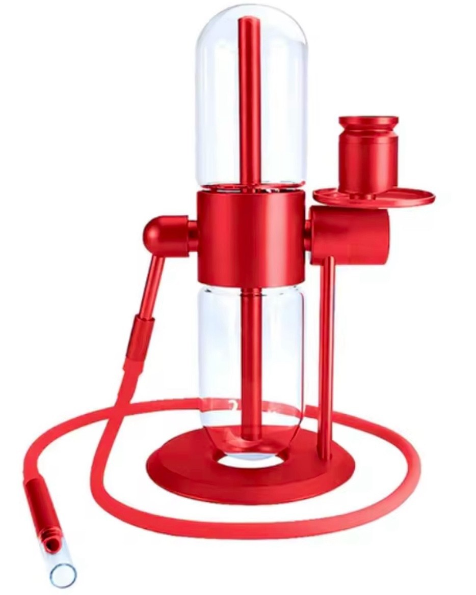 Premium Aluminum & Glass 360 Degree Gravity Hookah – Unbranded Red