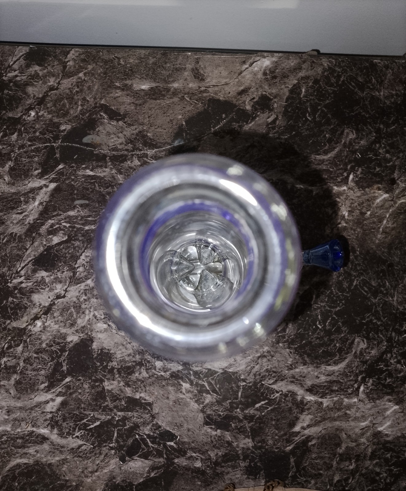 Diamond Glass 12&Prime; Purple Gold Beaker Water Pipe Downstem Blue Bowl