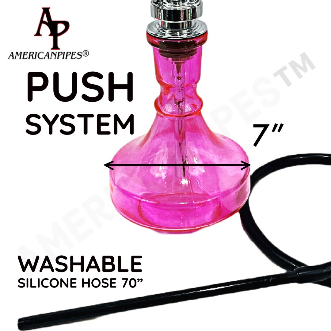 INHALE®️22” HOOKAH SOLID BRASS SHAFT, SILICONE HOSE, GLASS TRAY