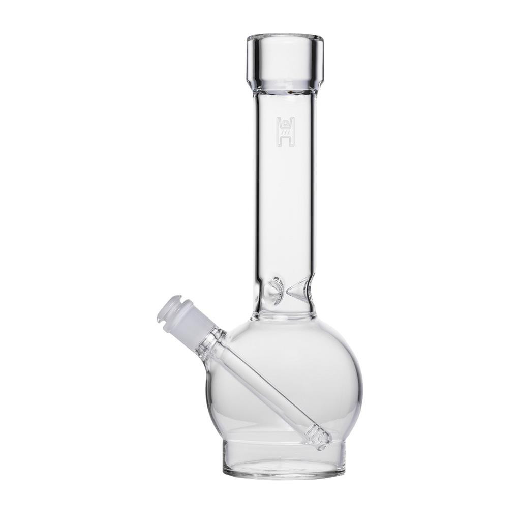Human Grade 12&Prime; Ball Water Pipe CLEAR W GREEN ACCENTS Thick Borosilicate Glass