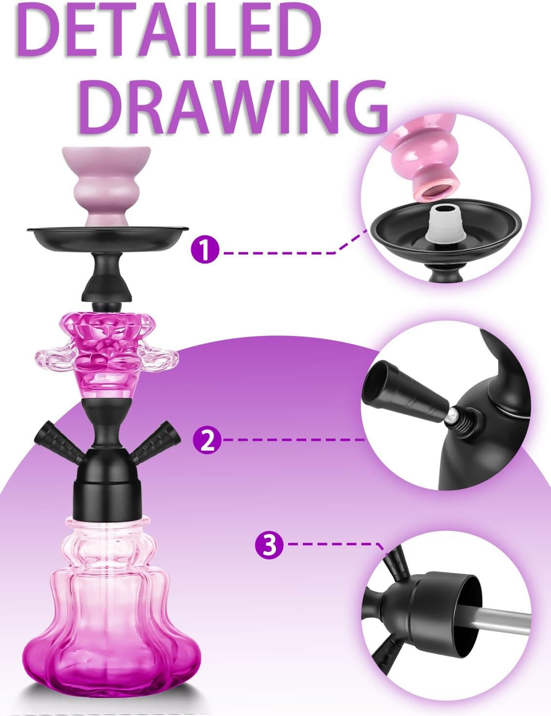 Hookah Set with Everything 14 » Shisha Hookah Complete Set – Glass Flower Vase,