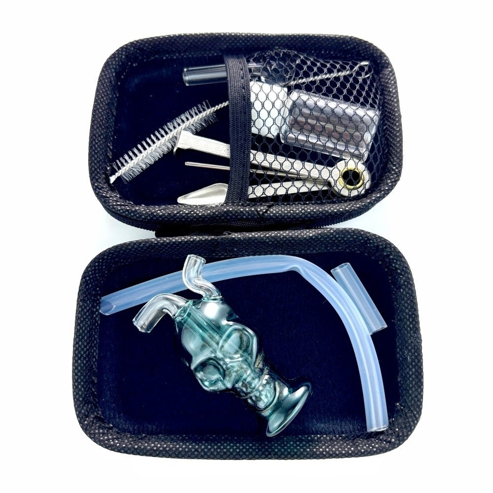 Portable Mini 2.5 » Skull Glass Hookah Water Pipe Bong Smoking Shisha W/TOOL BOX