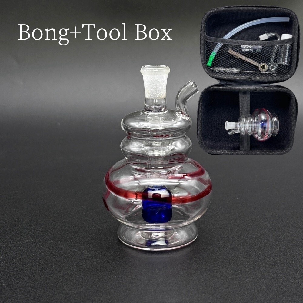3.5&Prime; Rounded Glass Bong Smoking Water Pipe Hookah Bubbler Portable W/TOOL BOX
