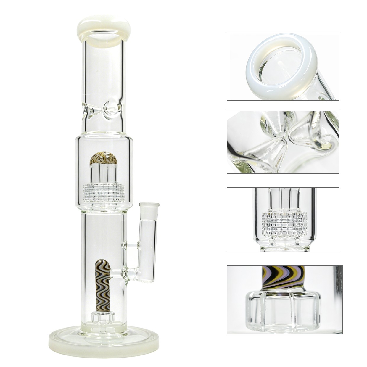 Thick (4mm) Heavy 16inch Glass Bong Water Pipes Smoking Perc Bongs Hookah & 14mm