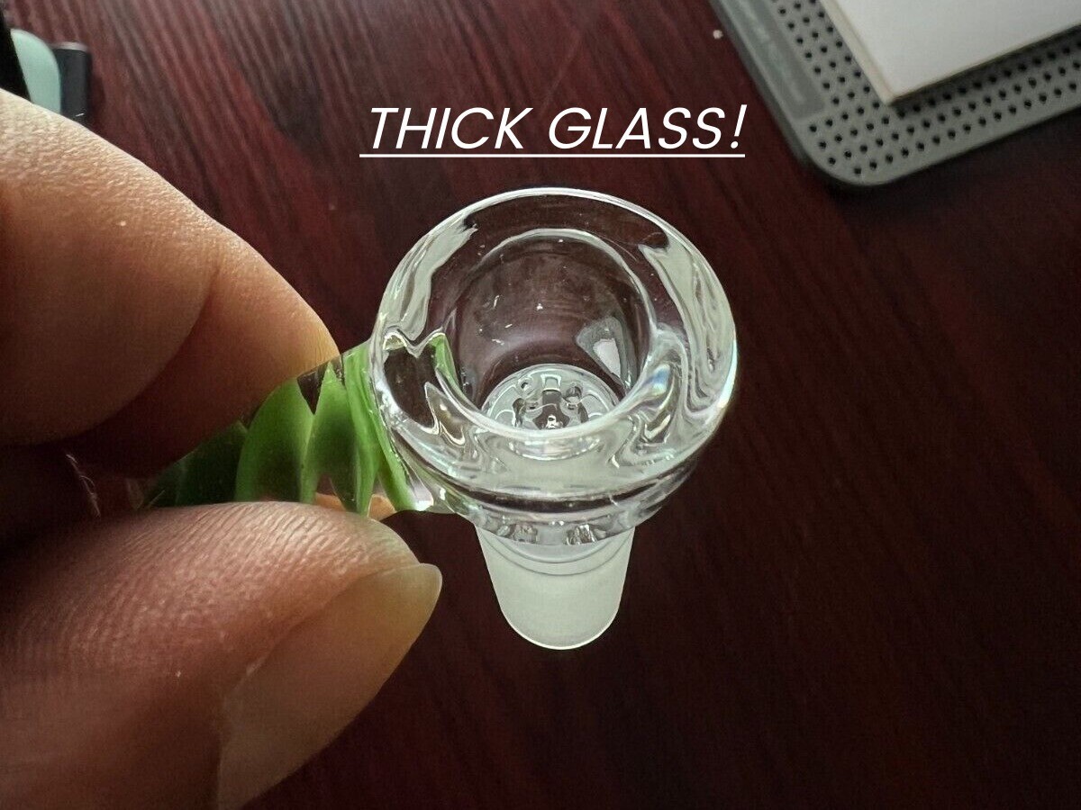 14mm Horn Bowl – VERY high quality thick glass built-in screen – Light Blue