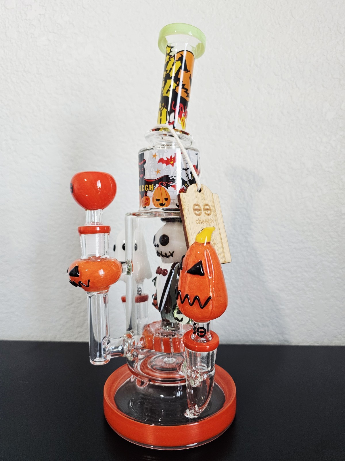 CHEECH GLASS Limited Ed. SPOOKY VIBES Ghostly Hit 3 pipes WATER PIPE/BONG/HOOKAH