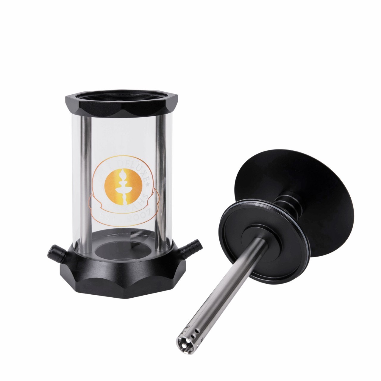 Amy Deluxe German hookah shisha set, 1300 Alu Tube black-transparent