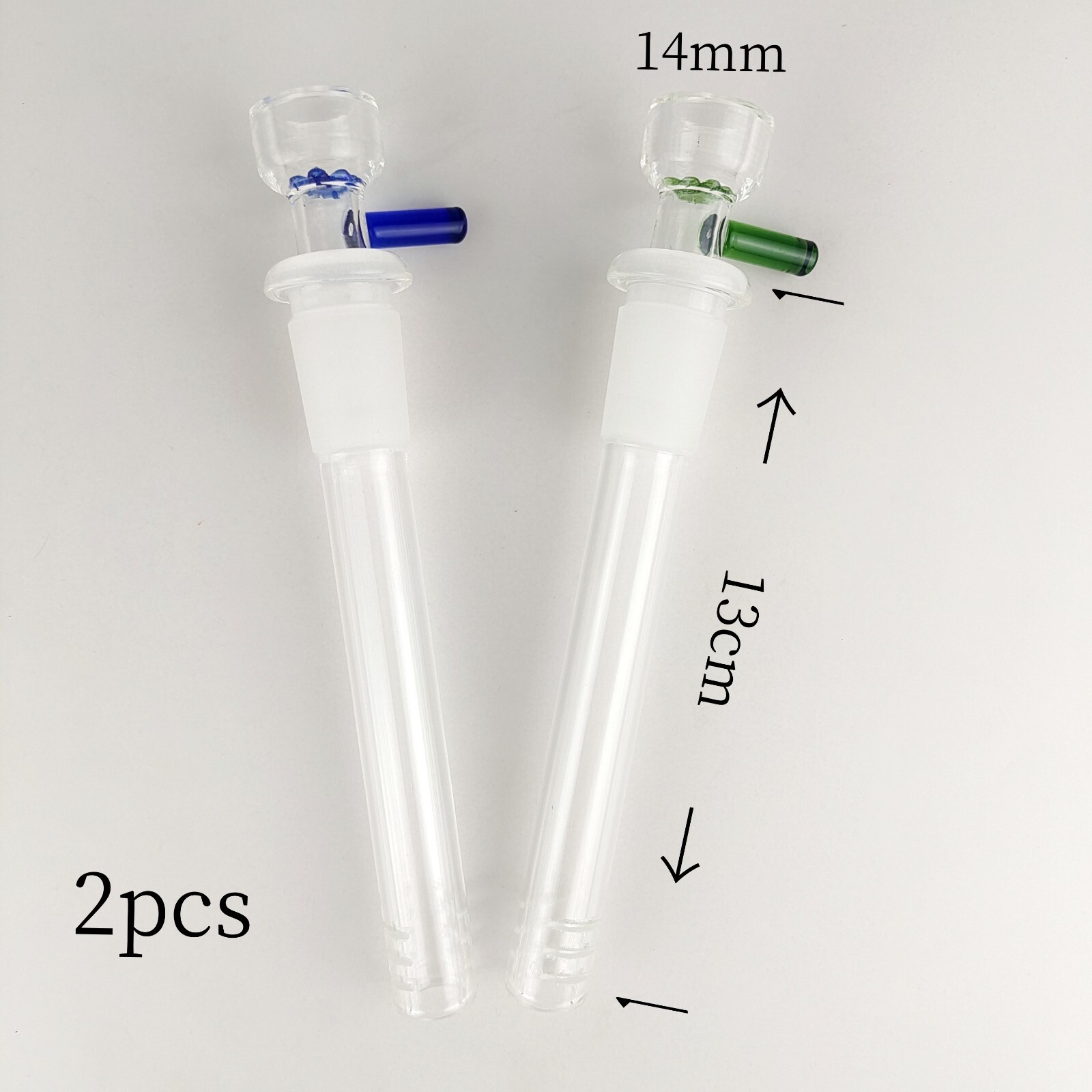 2pcs 5 » Glass Down Stem with 14mm Male Screen Bowl Piece for Glass Bong