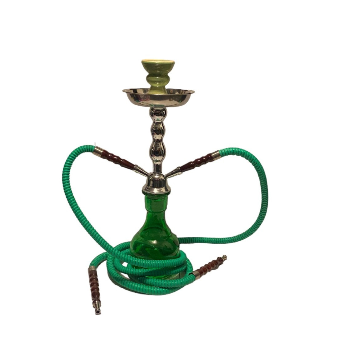 17” Junior Hookah 2 Hose Green Glass Hookah Set