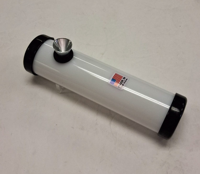 6&Prime; PLASTIC ROUND STEAMROLLER METAL BOWL TOBACCO SMOKE HANDPIPE WHITE 1.5&Prime;M