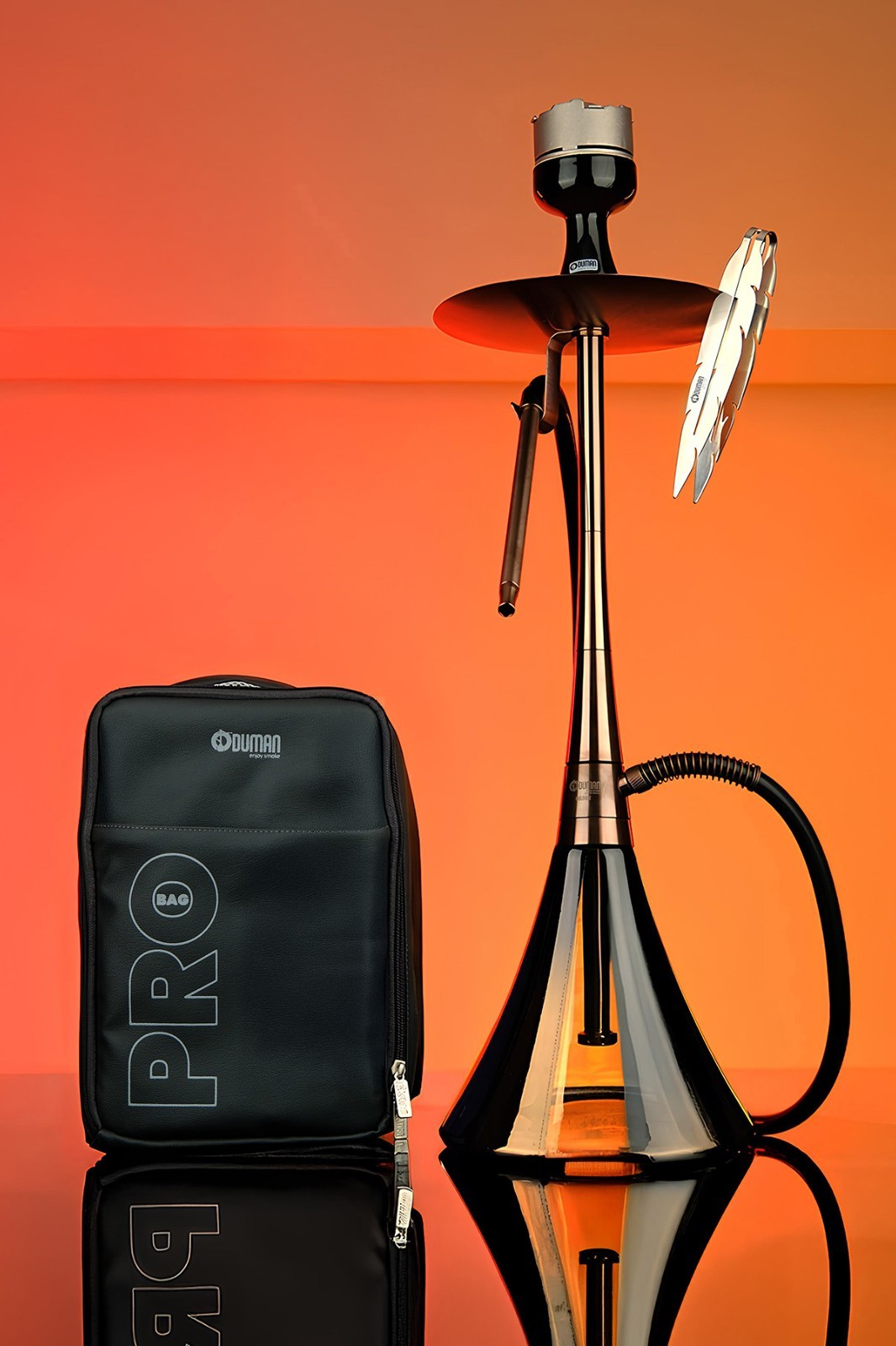 ODUMAN ORION Hookah Bronze Body Black Glass Hookah Shisha, Bowl, Tong, Bag SET
