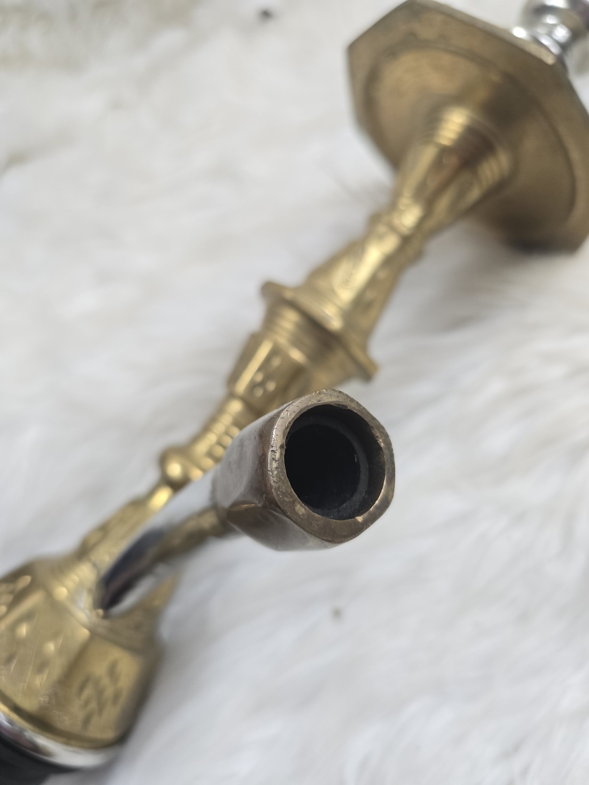 Antique Arabic hookah pipe brass Middle Eastern 16&Prime; Egyptian Tobacco