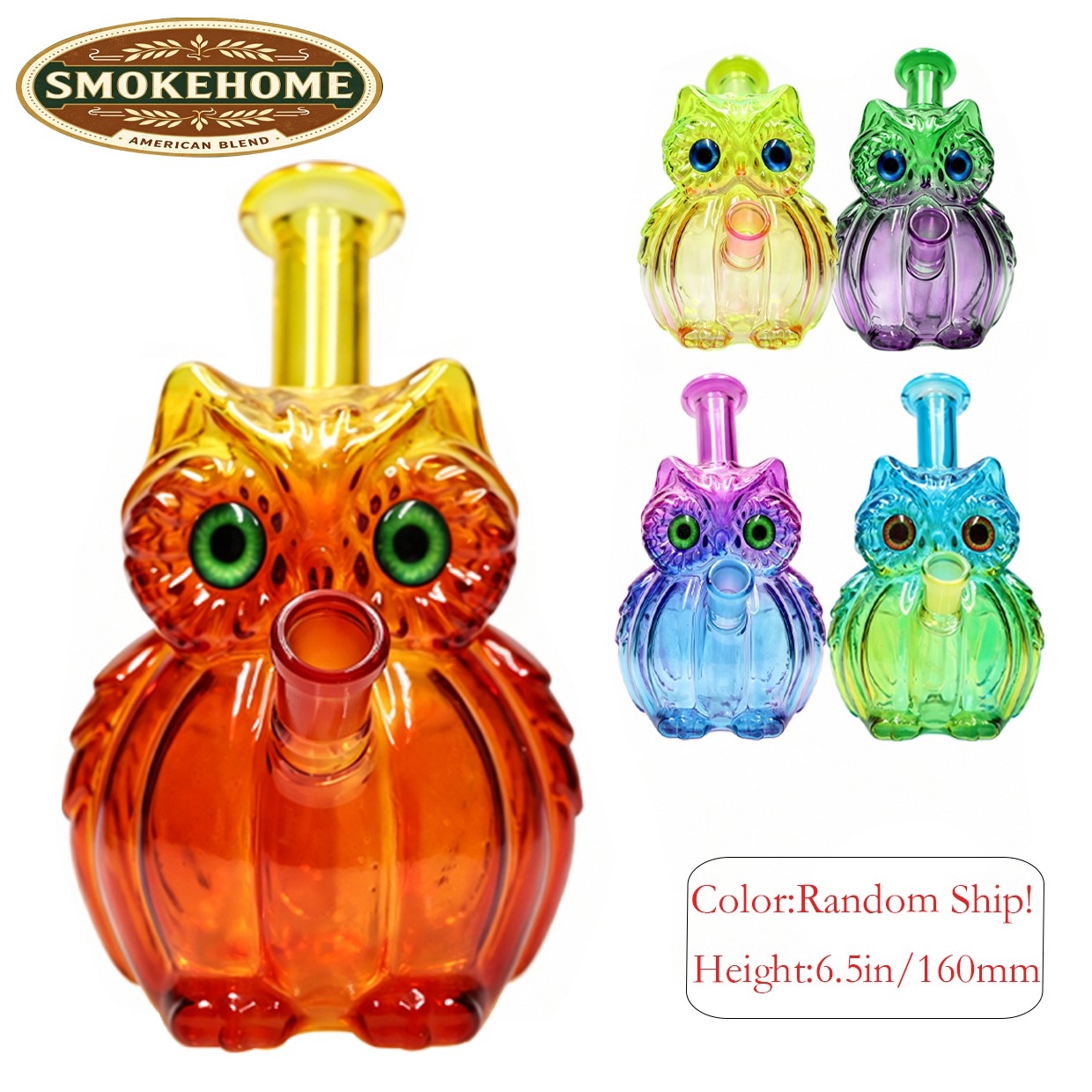 Owl Hookah MINI 6.5inch Glass Bong Water Pipes Smoking Bubbler Bongs 14mm Random