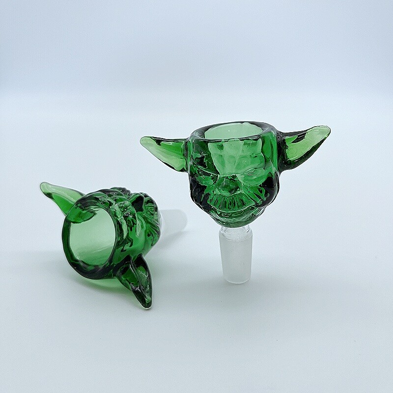 Premium Thick 14mm male Glass Yoda Bong Bowl Slide Holder Large Capacity Green