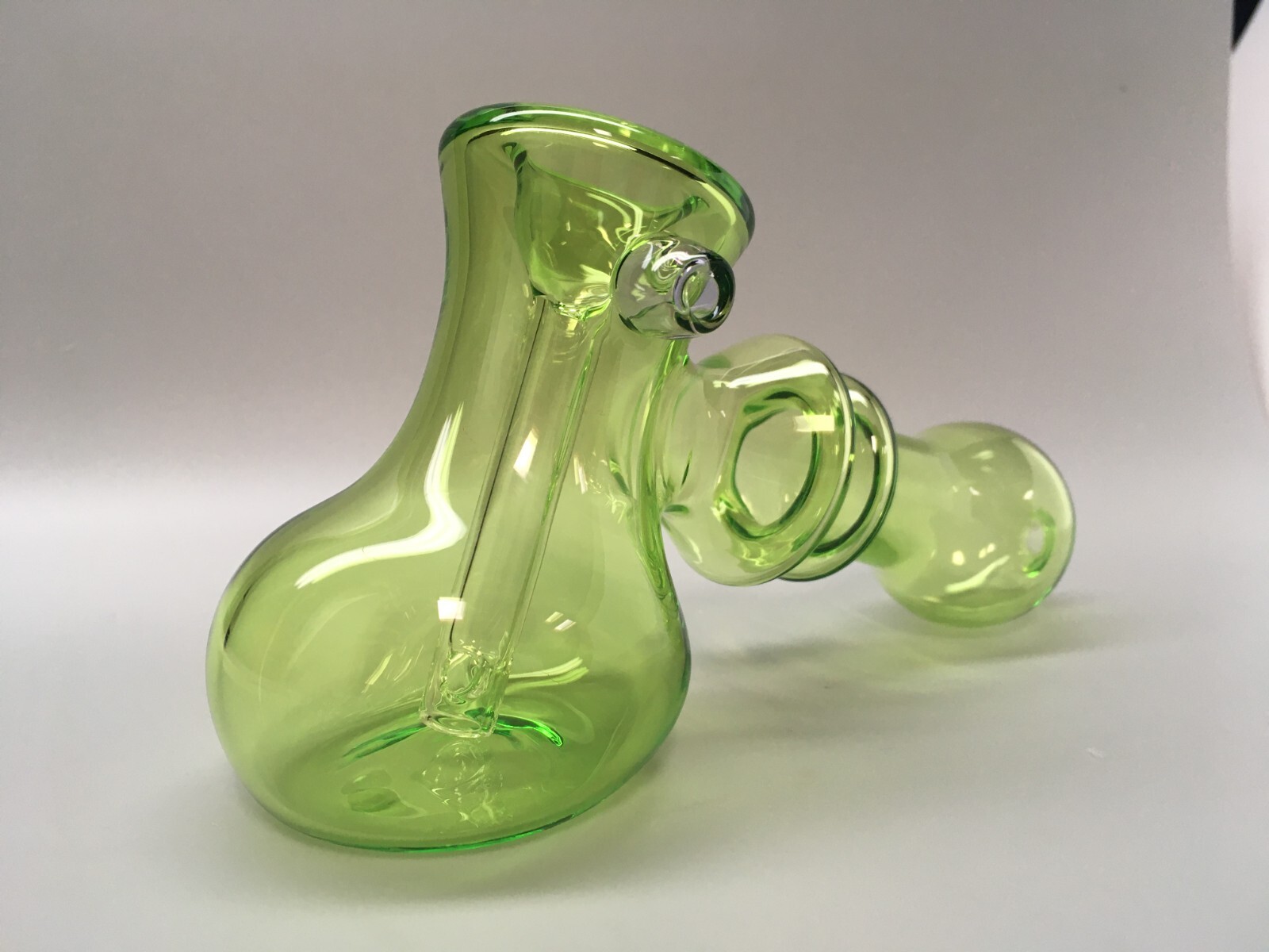 6 Inch Green Bubbler Glass Hand Pipe w/ Lavender air vent, Handmade(Tobacco Use)