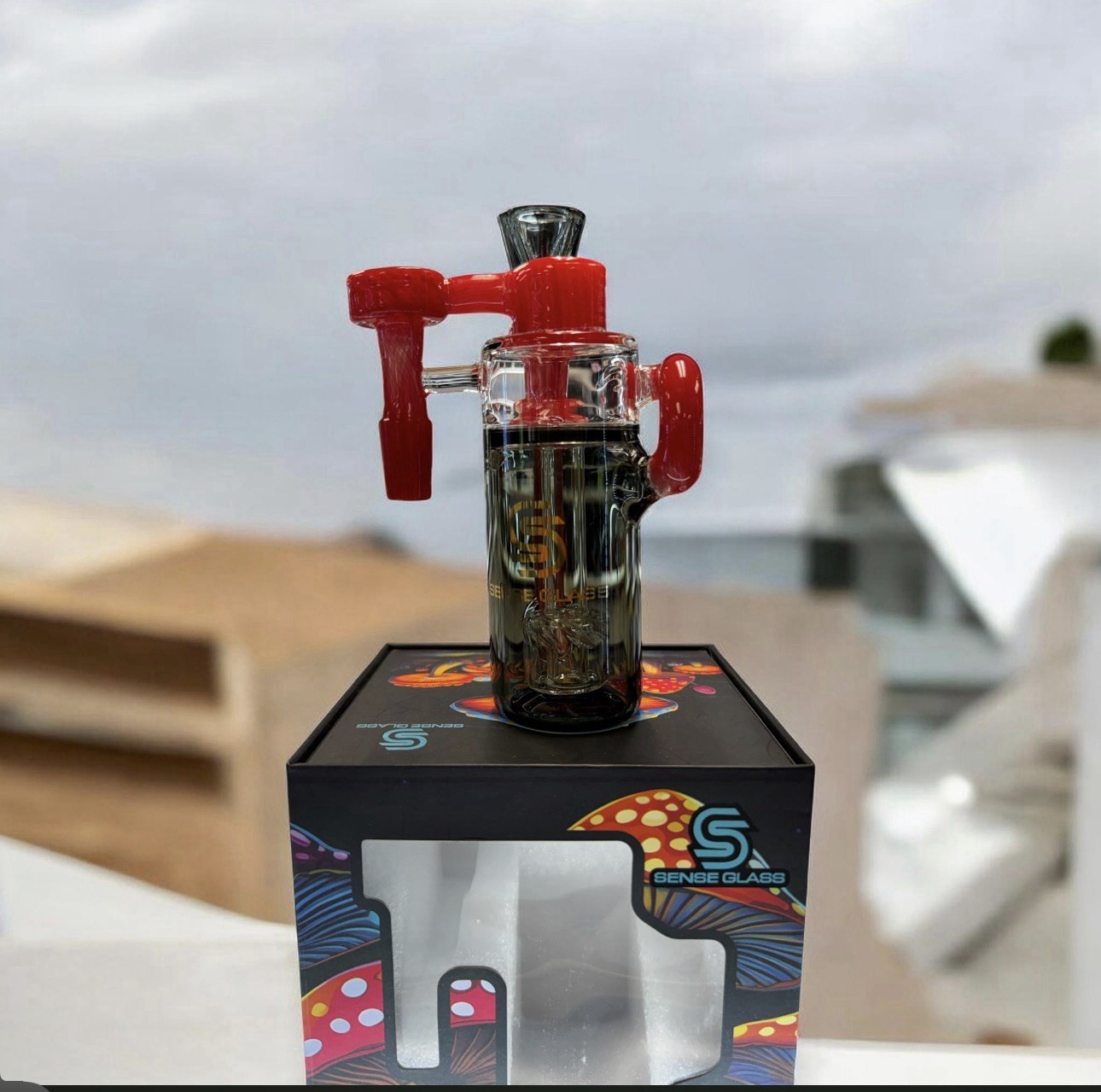 Premium Glass Ash Catcher – RED | 14mm Joint | For Tobacco Use Only (18+)