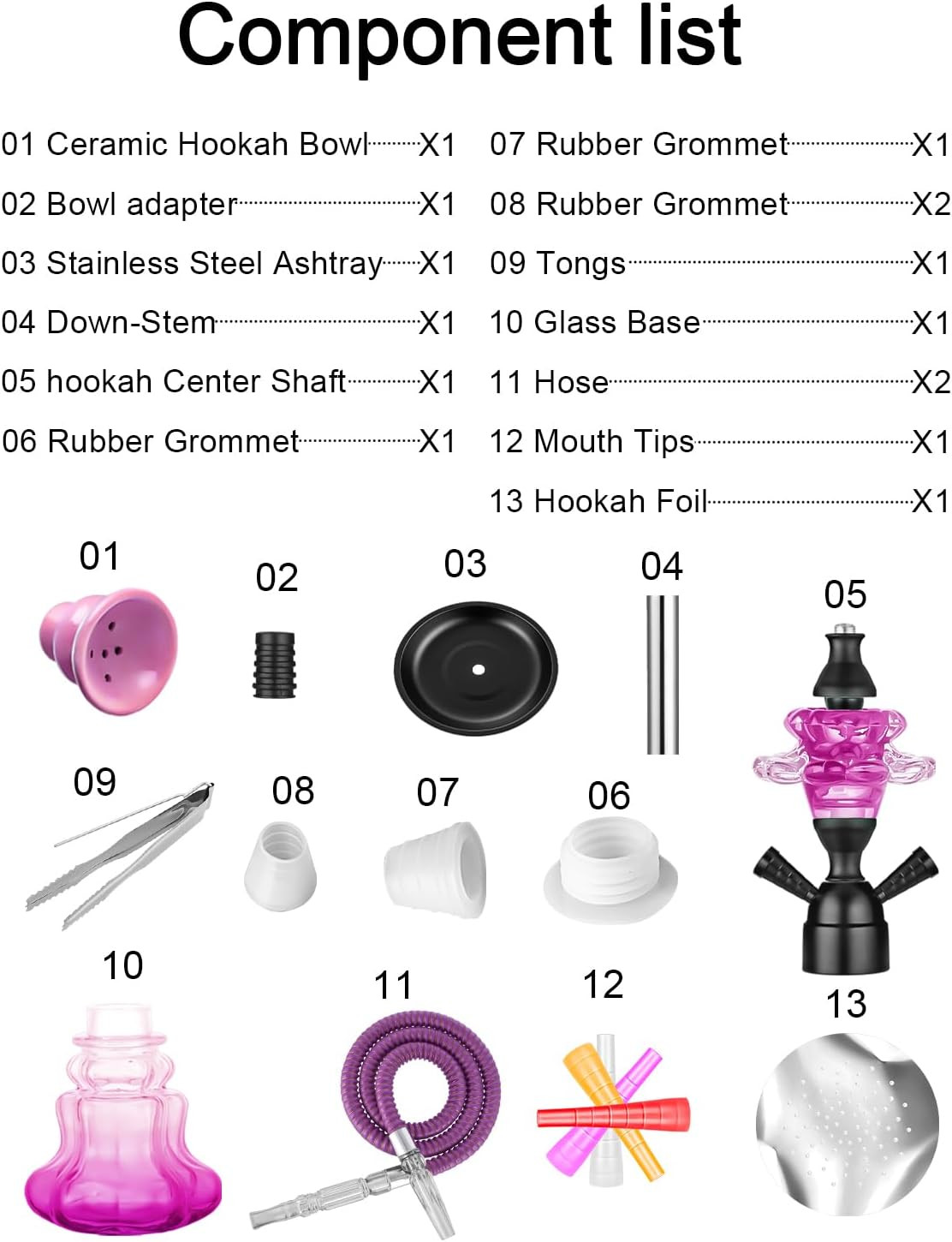Hookah Set with Everything 14 » Shisha Hookah Complete Set – Glass Flower Vase,