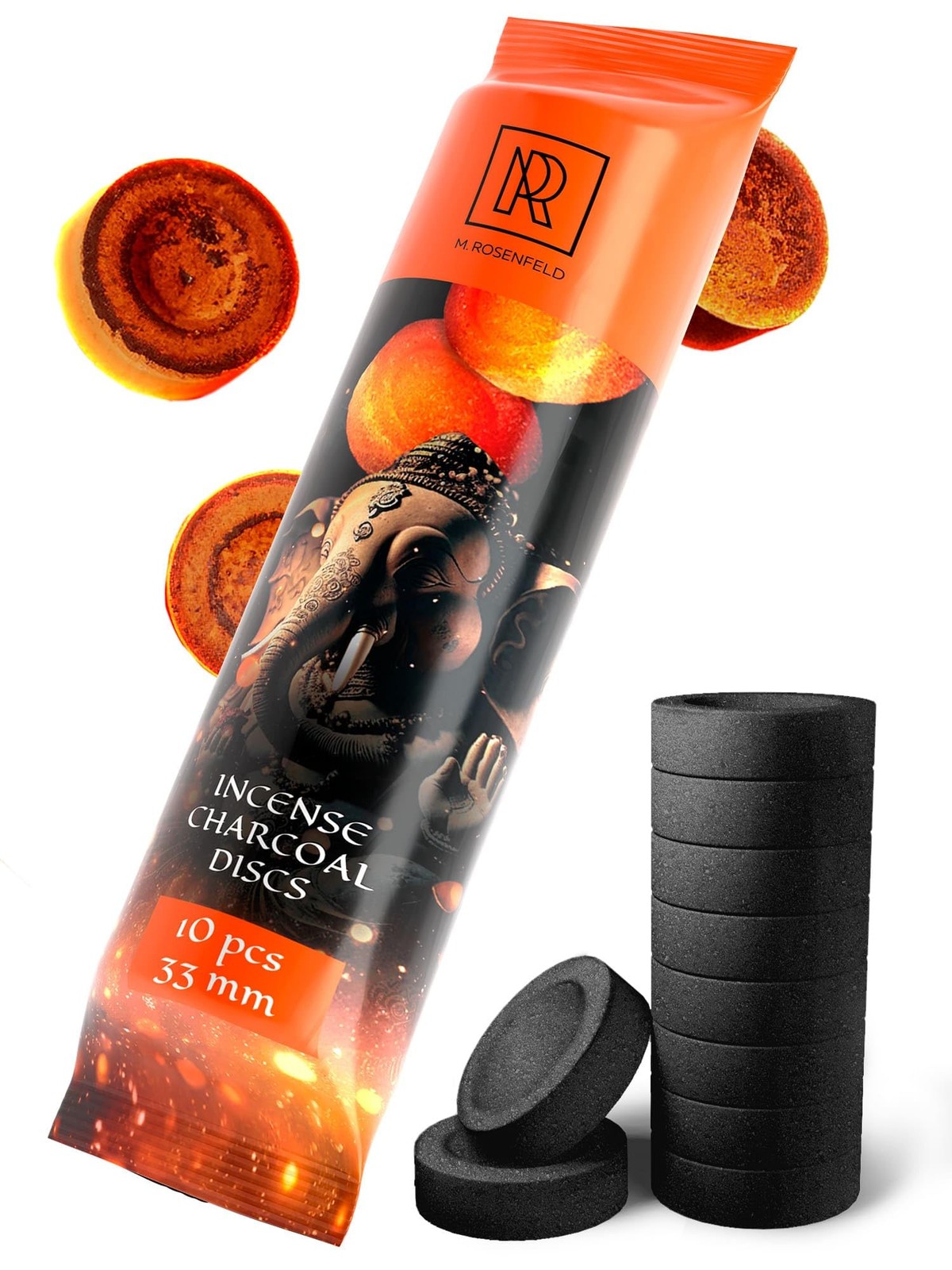 Charcoal Discs to Burn Incense – 10 pcs Charcoal for Incense Burning – 33 mm